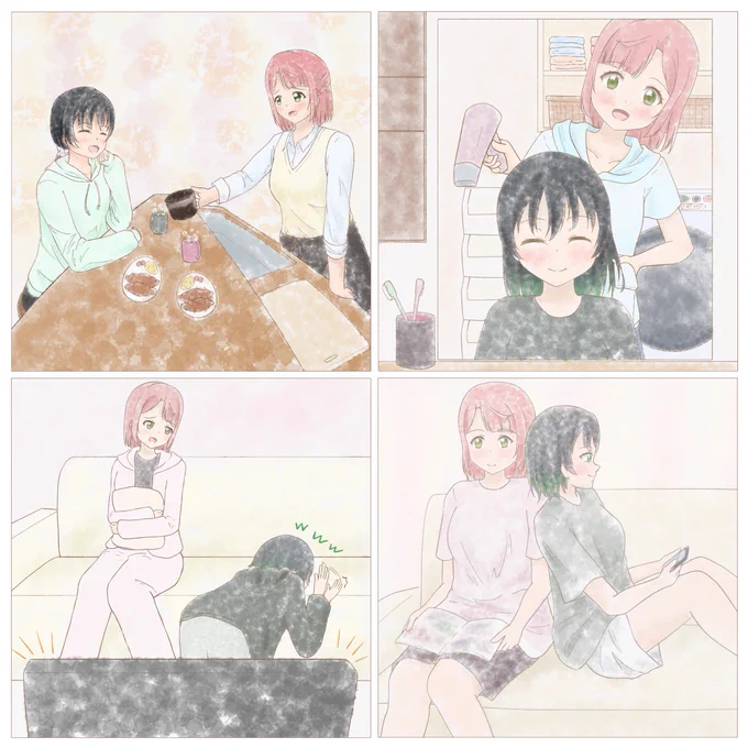 ゆうぽむとしずかすの各8枚づつのイラストと見開きのイラストが載ってます✨ 