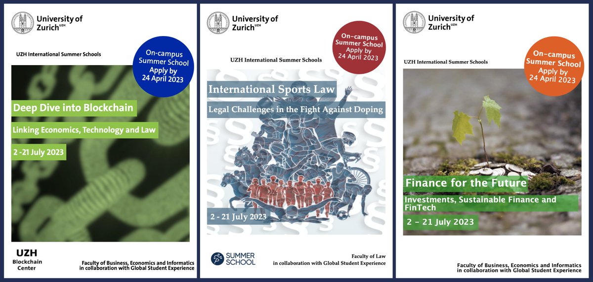 Swissnex in China (@swissnexchina) on Twitter photo Join <a href="/UZH_en/">University of Zurich</a> University of Zurich International summer schools! Applications are now open!
Programs on offer:
โช๏ธ Deep Dive into Blockchain
โช๏ธ Finance for the Future
โช๏ธ International Sports Law (new!)
๐ More info: lnkd.in/gmNS5bt Join <a href="/UZH_en/">University of Zurich</a> University of Zurich International summer schools! Applications are now open!
Programs on offer:
โช๏ธ Deep Dive into Blockchain
โช๏ธ Finance for the Future
โช๏ธ International Sports Law (new!)
๐ More info: lnkd.in/gmNS5bt