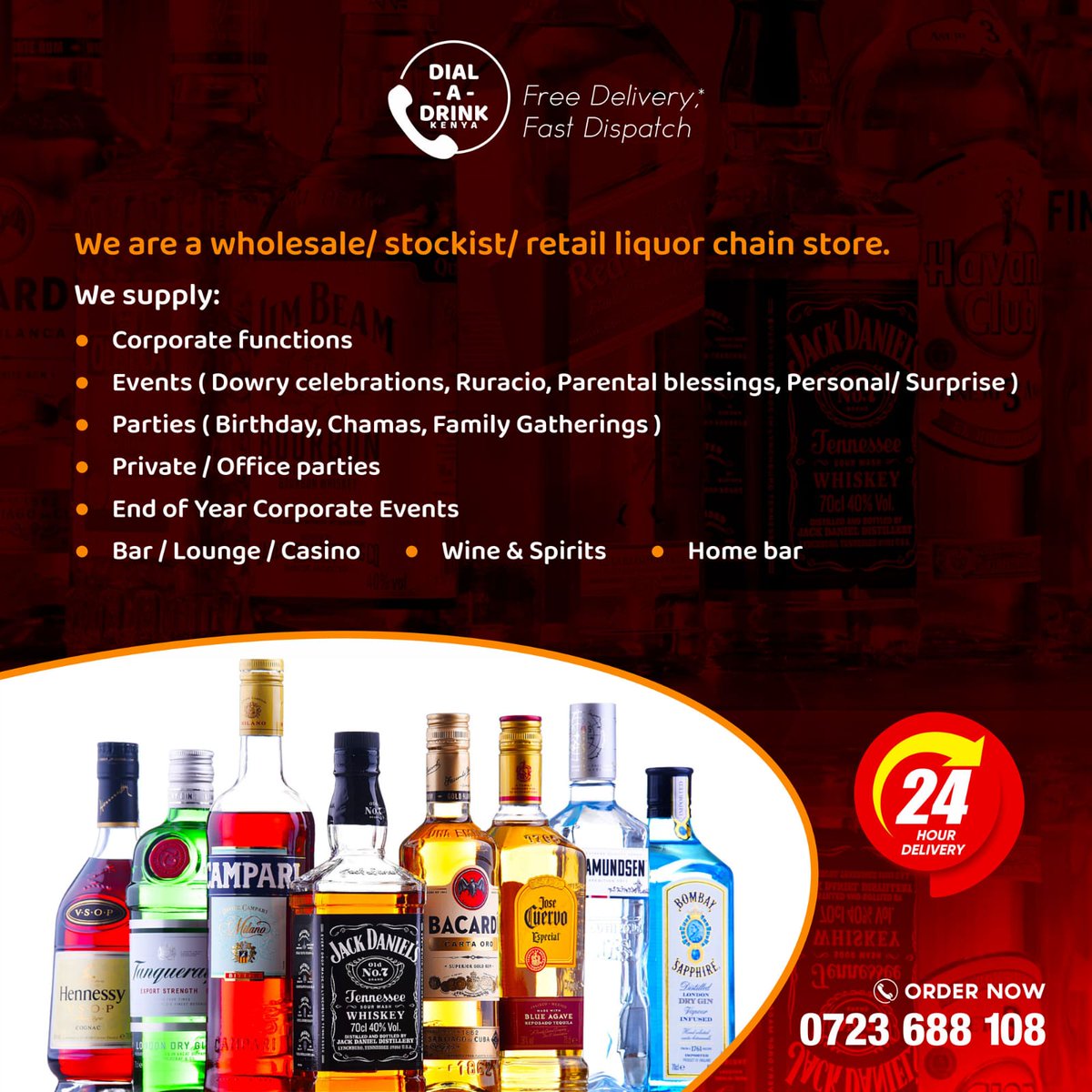 We got you sorted...😊
#drinks #drinksdelivery #dialadrinkkenya #wines #whisky #gin #rum #alcoholdelivery #party #share #freedelivery 
Dial +254723688108 for fast and free delivery within Nairobi and its environment or visit our website  dialadrinkkenya.com