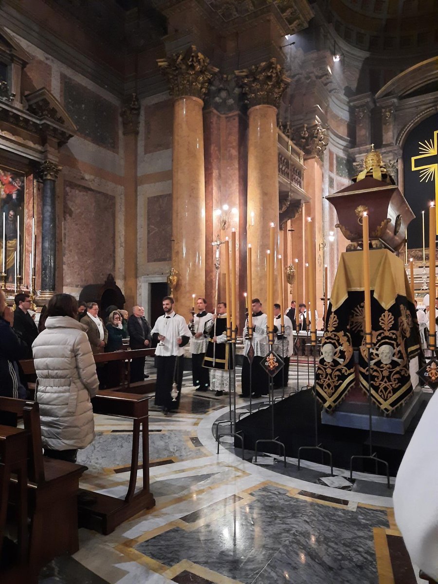 Photos from the traditional pontifical Requiem Mass for #PopeBenedictXVI at the FSSP church in Rome yesterday @fssp_roma . Offered by His Excellency Archbishop Guido Pozzo, former head of the Ecclesia Dei Commission.