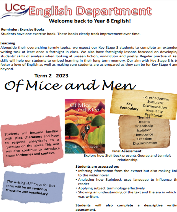 UCC_English's tweet photo. A new term means a new focus in English - here are our termly overviews of what each year group are studying. @UCC_Rutland https://t.co/8nPYCvjcxn