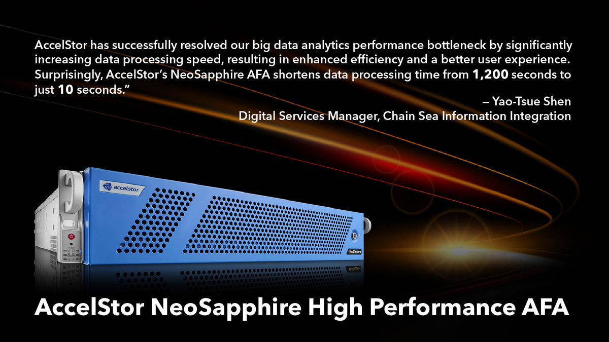 AccelStor's tweet photo. Big Data Analytics 100x Faster: AccelStor and Chain Sea Build a Powerful Public Opinion Platform for Hotai Motor.
Learn more 👉👉👉https://t.co/mZdHZvxsH9
#AccelStor #NeoSapphire #dataanalytics https://t.co/fk6YvRYZh6