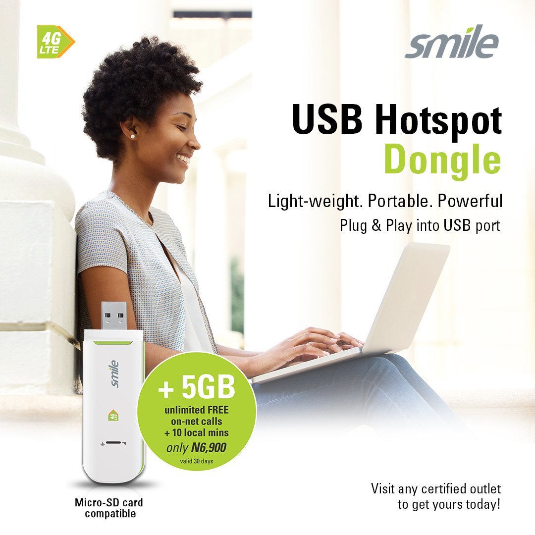 SmileComsNG's tweet image. Smile USB Hotspot Dongle is compatible with your smartphone, tablet and laptop. Enjoy the freedom of the best internet and get up to date news wherever you go!
 Visit any certified Smile outlet to shop now and enjoy SuperFast internet. 
#PocketWiFi #SuperFast #4GLTE