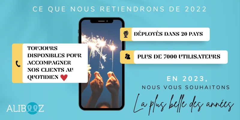 AlibeeZ_France's tweet photo. Merci 2022 pour cette belle année écoulée ! + de 7000 utilisateurs, une croissance continue du CA, un outil déployé dans 20 pays ! 2023, nous sommes prêts pour ce que tu nous réserves ! Merci à vous fidèles clients 🚀 Bonne année ! https://t.co/h6PFtLJeAf