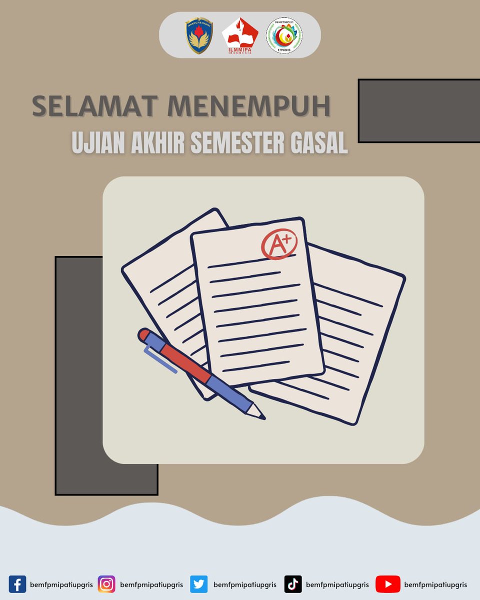 bemfpmipati's tweet photo. [UAS SEMESTER GASAL]

Tidak terasa perkuliahan semester ganjil tahun ajar 2023/2024 sudah hampir selesai. Ujian Akhir Semester (UAS) dilaksanakan mulai tanggal 9-20 Januari 2023

Selamat mengerjakan UAS, semoga mendapatkan hasil yang terbaik 😇

#UAS https://t.co/UXtQydgitG