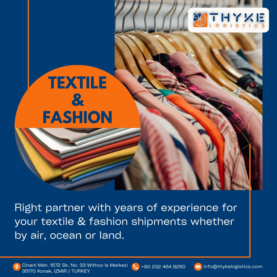 THYKELOGISTICS's tweet photo. Right partner with years of experience for your textile &amp; fashion shipments whether by air, ocean or land.

#fashionlogistics #textilelogistics #fashiontextile #projectcargo #freightforwarder #dfalliance #pplnetwork #freightnetwork #latamforwardersclub #logistics #thykelogistics https://t.co/id4LEZi8nO