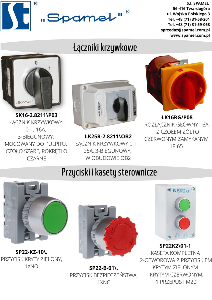 Spamel_com_pl's tweet photo. Sprawdź naszą pełną ofertę na : 
https://t.co/HzkG0eQEWt 

#sispamel #spamel #łącznikikrzywkowe #wobudowie #dopulpitu #naszyne #przyciski #sterownicze #kasety #kasetysterownicze #zestawyinstalacyjne #wyłącznikiawaryjne #rozłączniki #kolumnysyganlizacyjne #aparaturamodułowa https://t.co/ApZ8pLAkmC