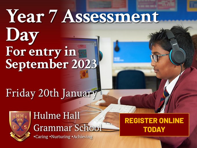 There is still time to register for our Assessment Day on Friday 20 January. Go to our website for further information.
hulmehallschool.org/open-events/