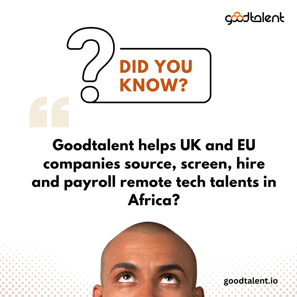 Workskuad's tweet photo. Did you know.....
Goodtalent Corporation helps UK and EU companies source, screen, hire and payroll remote tech talents in Africa? https://t.co/fbdBRmGpeL