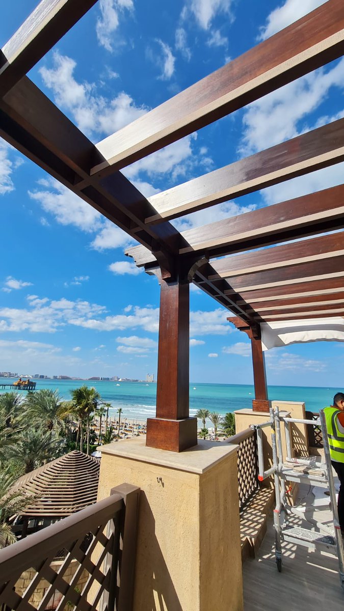 CapeReed's tweet photo. A few more shots from our latest commercial project at Jumeirah Mina A'Salam. 

We are constructing a timber pergola with engineered laminated eucalyptus.

#Timper #Pergola #Dubai #Project #MondayMotivation https://t.co/vNl7RGvW9M