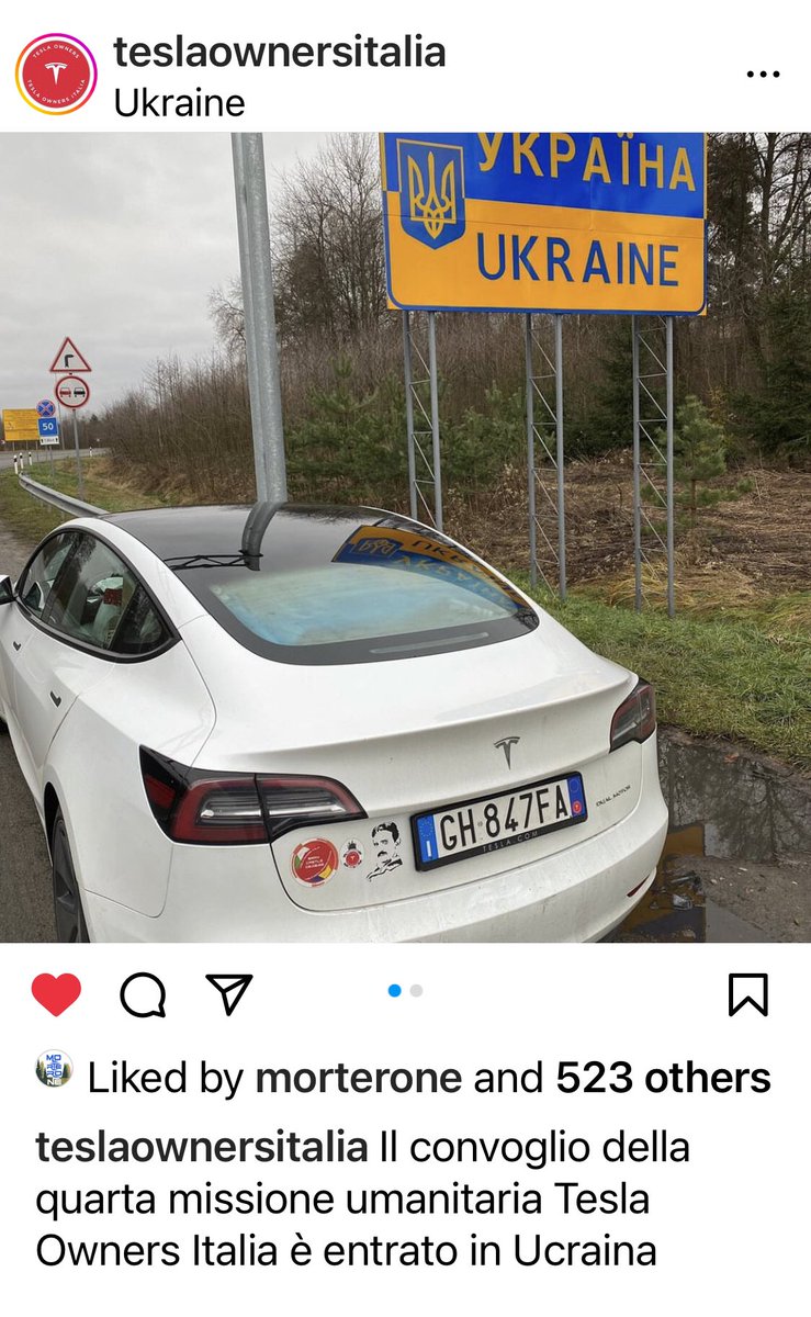 Italian Tesla owners deliver aid to Ukraine it is the 4th trip ❤️🇺🇦
#Solidarity 
#Ukraine
