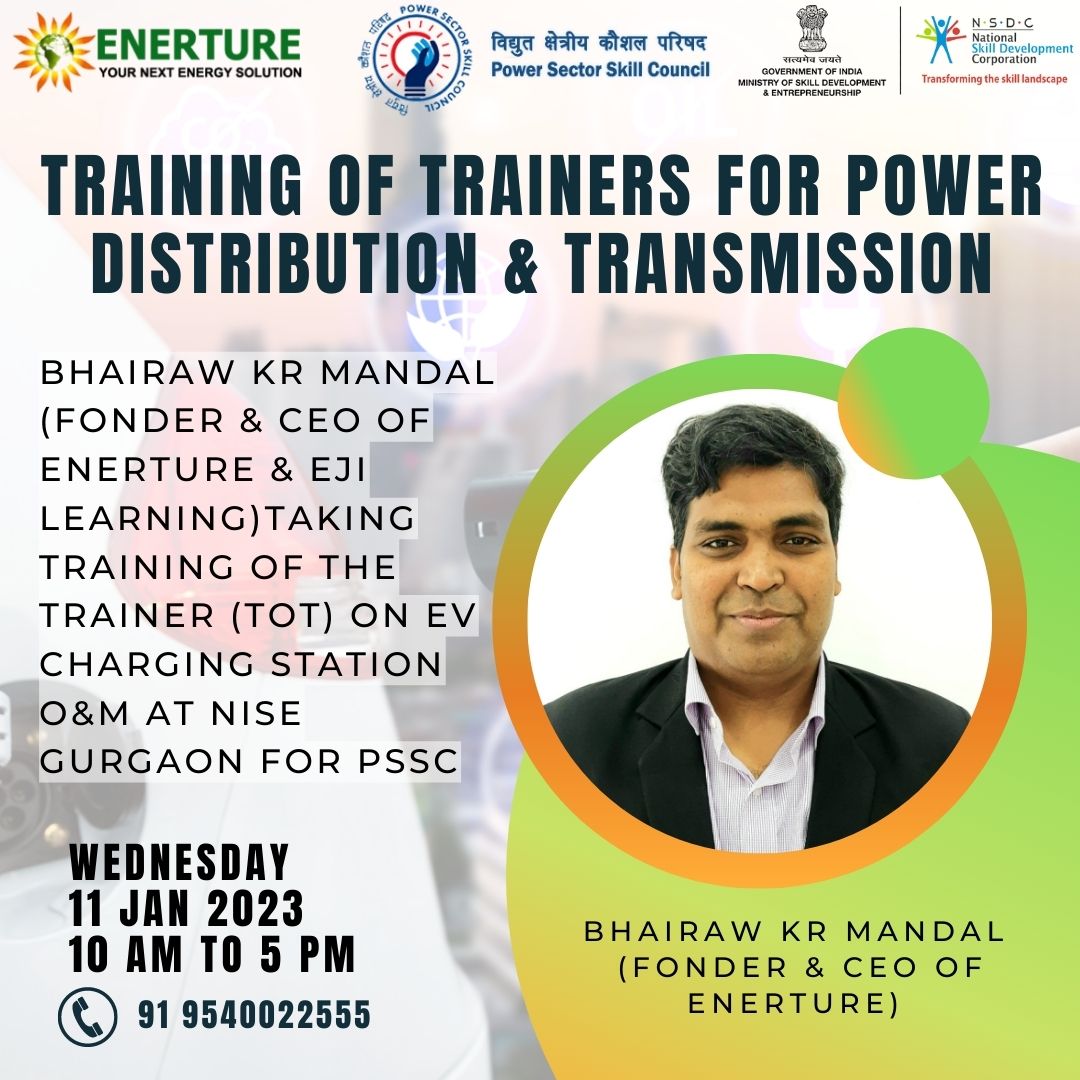 enertures's tweet image. Bhairaw Kumar Mandal (Fonder &amp;amp; CEO of Enerture &amp;amp; Eji Learning )taking training of the Trainer (ToT) on EV charging station O&amp;amp;M at NISE Gurgaon for PSSC.
Follow @Enertures Technologies Pvt Ltd @ejilearning Learning
Featured #Enerture #ejilearning
#learning #training #ceo #gurgaon