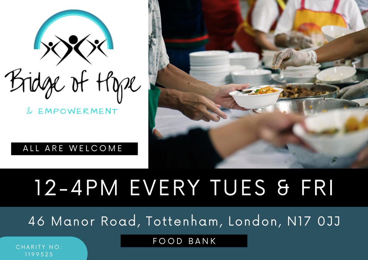 We resume our food bank tomorrow 12pm. We are looking forward to meeting with members of our community. 💙 #spreadtheword #foodbank #communitysupport #meetingtheneeds #hotmesls #weeklygroceries #everyTuesday #everyFriday #bridgeofhopeandempowerment #tottenham