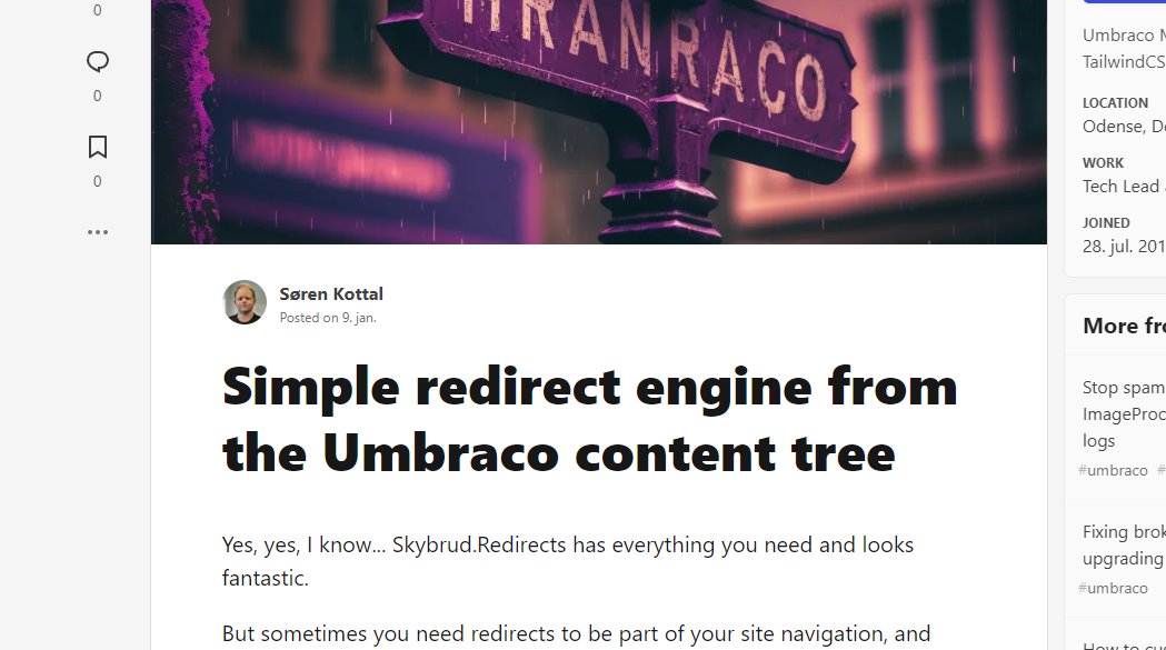 skttl's tweet photo. Blogged: Simple redirect engine form the #Umbraco content tree -> https://t.co/K5Q7ST1plj https://t.co/OLPXN80Iix