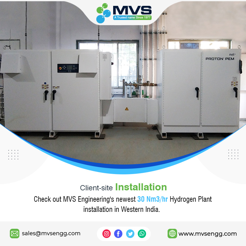 mvs_engineering's tweet photo. @mvs_engineering is proud of its latest #HydrogenPlant installation in #WesternIndia. The generator has a 30 Nm3/hr capacity, producing 65 kg of Hydrogen per day on site. The plant's purity level meets our client's ultra-high purity requirement, delivering 99.9998% #PureHydrogen. https://t.co/ivxOPZRbT6