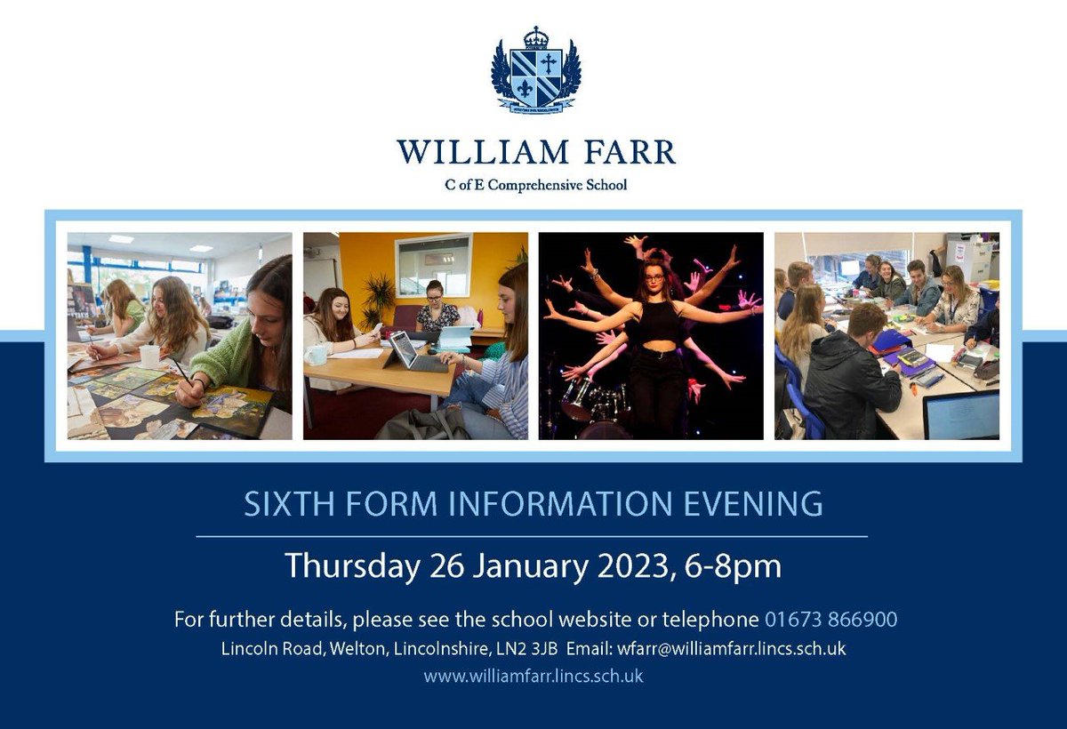 Come have a look at what <a href="/William_Farr/">William Farr School</a> has to offer for A-levels. Meet staff and students and join us!
