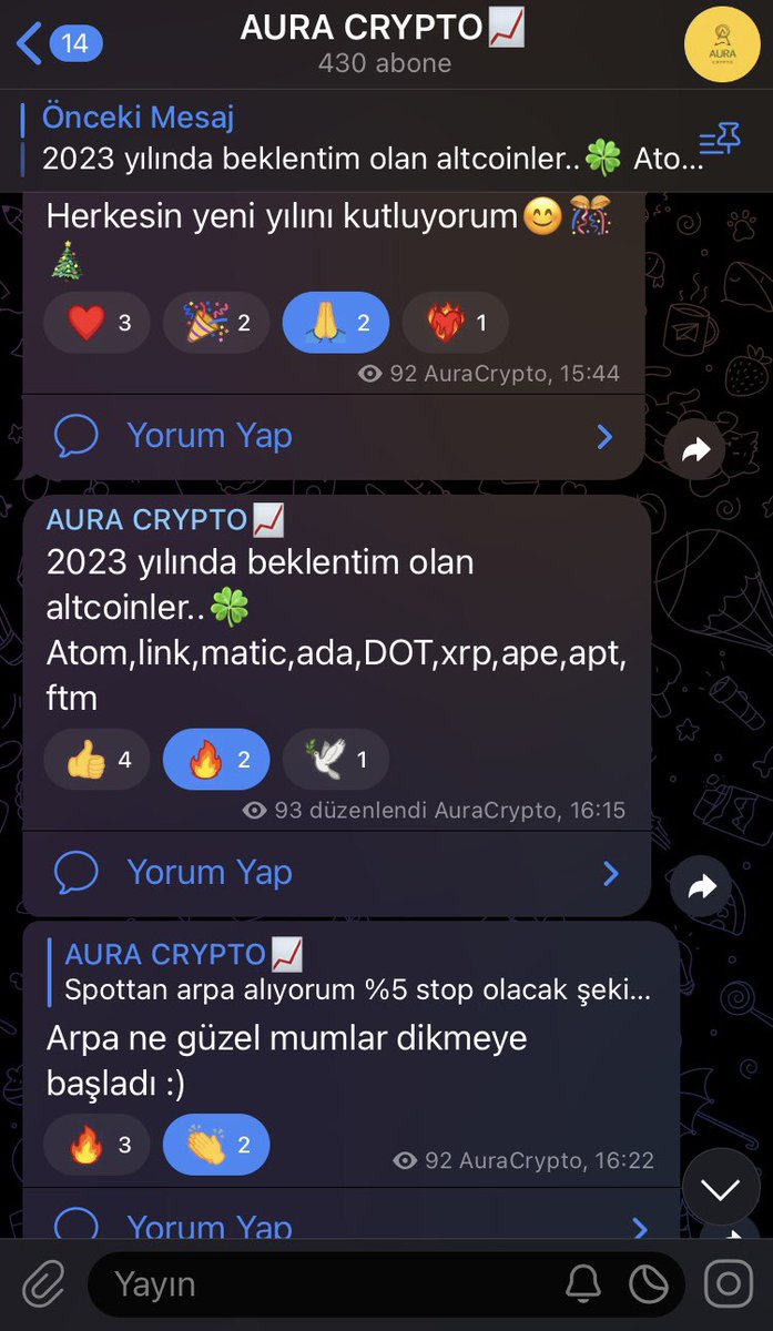 auracrypto__'s tweet photo. Telegram kanalımda 2023 yılında favorim olan beklentimin yüksek olduğu altcoinleri paylaşmıştım. Şimdi sonuçlarına bakalım :) 
#btc #eth #bnb #Binance https://t.co/gXi7qWs9vN