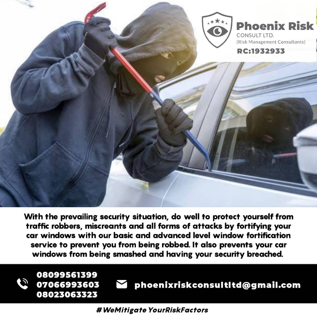 Leave nothing to chance.
Protect yourself and your assets from criminal elements with our 'tailored to need' solutions.

#AssetProtection 
#BackgroundChecks 
#CarWindowsFortification 
#VehicleTracking 

@Gidi_Traffic @PoliceNG