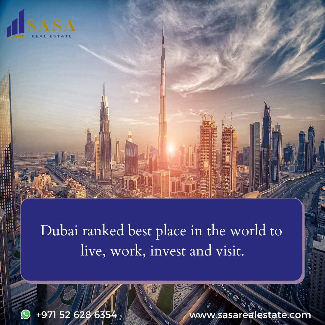 Dubai ranked best place in the world to live, work, invest and visit.
Weather, safety, landmarks and outdoor activities were evaluated in the report.

#sasarealestate #dubairealestate #dubai #dubaiproperties #realestatedubai #realestatereport #dubai #uae