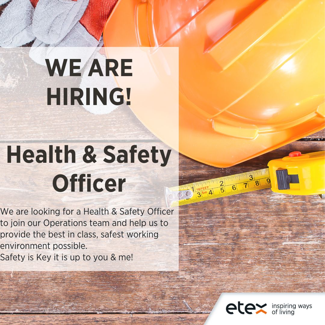 WE'RE HIRING! We are currently seeking a Health &amp; Safety Officer on a permanent basis. The successful candidate will support, advise and assist all Etex Ireland areas in relation to Health and Safety.

Apply today - careers.etexgroup.com/job/Athy-Healt…

Closing date - 31st Jan 2023. #jobfairy