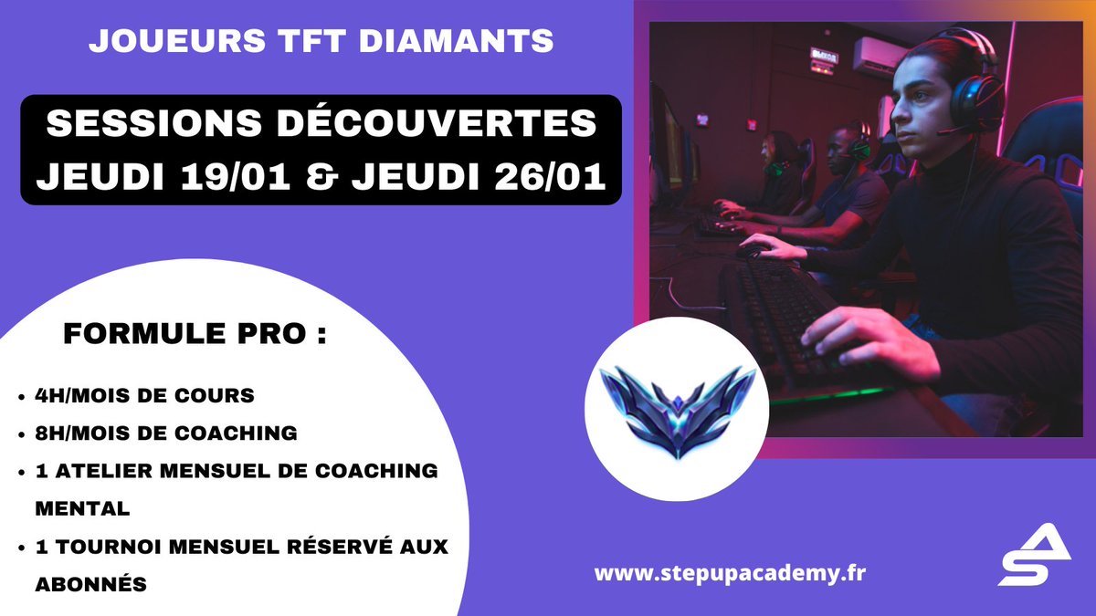 Ouverture d'un groupe de coaching pour les joueurs TFT diamants ! 

🗓️Nous organisons 2 sessions découvertes pour tester notre programme les jeudi 19/01 &amp; 26/01. Pour vous inscrire gratuitement, direction nos mp ou contactez RhadamanthyX#1304 sur Discord 🙂
#teamfighttactics