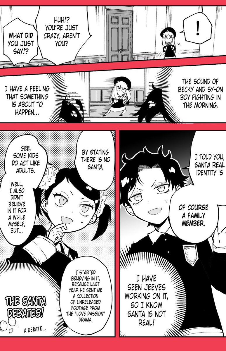 EN Translation 🦅🥜
「Does Santa Claus really exist?」
(Translator @Kurogashi15)  
(Proofreader : @treeckostars )

 【Repost is prohibited.】#damianya
ダミアニャ漫画を翻訳していただきました
ありがとうございます🙇‍♂️ 