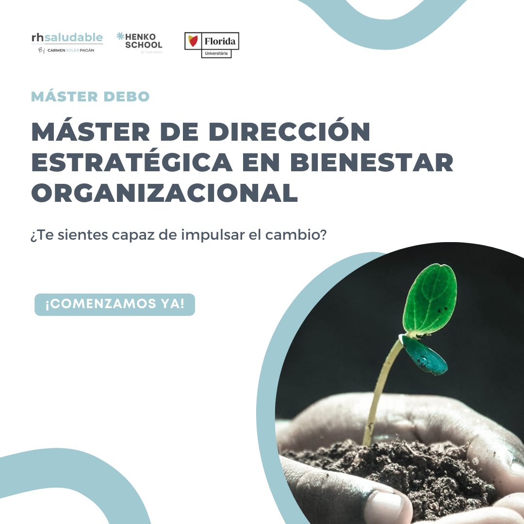 rhsaludable's tweet photo. ¡Nuestro Master de dirección estratégica en bienestar organizacional comienza ya!
La #ComunidadDEBO crecerá con los nuevos agentes del cambio, personas valientes que quieren cambiar sus organizaciones y nuestra sociedad.
Os mantendremos informados
#masterDEBO #formacion https://t.co/bS6ocUzbGM
