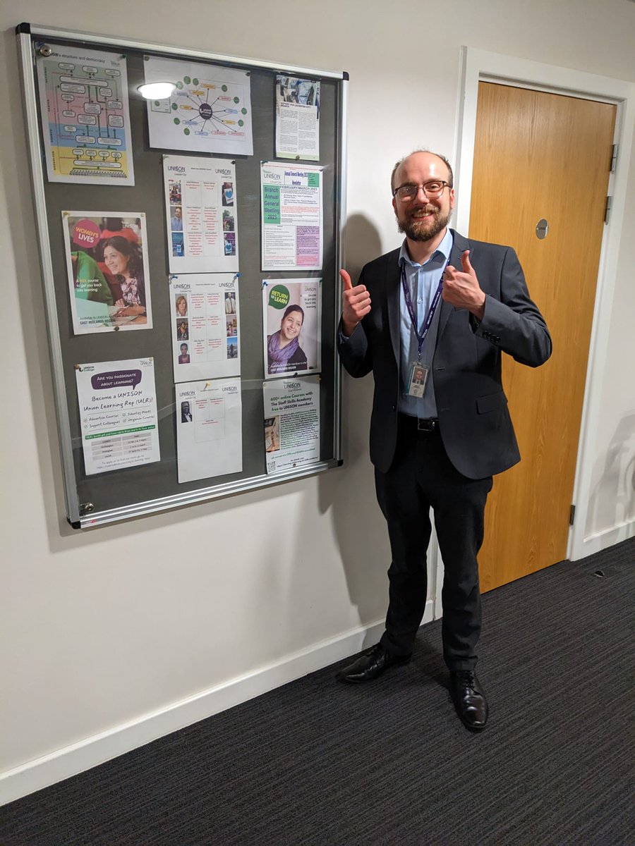 UNISONLeicCity's tweet photo. Our Communications Officer Robert Parkinson recently gave our notice board in City Hall a face lift.

Up-to-date info including about UNISON College, become a ULR, announcing our upcoming AGM and celebrating our campaign wins.

What do we think folks!? #ratemyboard https://t.co/Wd7LgV1mnO