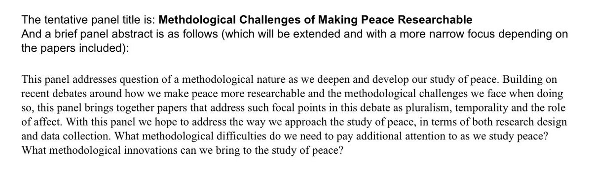 js_polsci's tweet photo. Interested in a panel at @CRS_INFO in London 11-13 September at King’s College? Deadline Jan 15. Send abstract of 200 words, on topic Methodological Challenges of Making Peace Researchable, ASAP. See details below! @EOlivius @VOPeaceNetwork https://t.co/5a0JVYTlmv