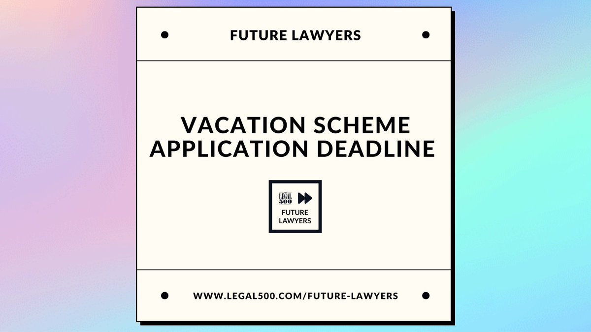 Legal500Student's tweet photo. You still have time to submit your application for the @MoFo_LondonGrad vacation scheme. The firm has extended the deadline to Sunday 15 January, so get researching now! https://t.co/BvsrYzmuoE https://t.co/5qFWwORgOI