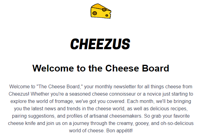 CheezusApp's tweet photo. We have a new newsletter coming from Cheezus - The Cheese Board! We hope you enjoy the content - We have so many great cheeses, pairings, recipes and ideas to share with the curd collective of Cheezus users! https://t.co/NWAMkHNk1H