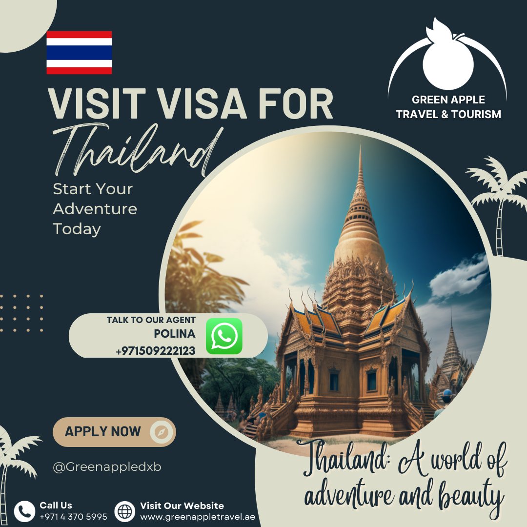 Ready to escape to paradise in Thailand? Our team at @GreenAppleTravel can help you with all your visa needs. We offer efficient and reliable Thailand visa application services. Contact us today to start planning your adventure. #ThailandVisa #TravelToThailand #VisaApplication