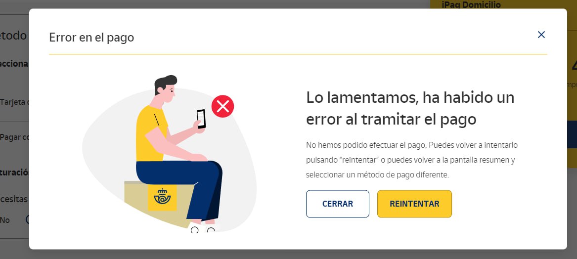 JAlves_11's tweet photo. @CorreosAtiende Buenos días. He estado todo el finde intentando realizar unos envíos en la web y no hay manera... siempre da fallo cuando intentas realizar el pago, ya sea paypal o tarjeta. 

A ver si podéis revisar el fallo y se puedan realizar ya los envíos. 

Gracias, saludos. https://t.co/pyBQQGplaq