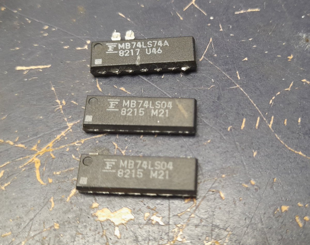 Fujitsu sux. Repair bootleg moon patrol pcb by replacing bad Fujitsu chips. Take video of it working. Leave burning in for 2 hours. Loose sprite and middle parallax layer. Replace more Fujitsu. Rinse and repeat. Or just shotgun all the Fujitsu chips with the same date codes?