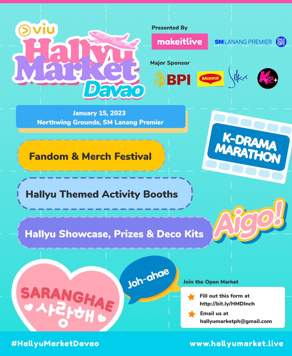 makeitliveasia's tweet photo. Joining you this weekend and making it a Hallyu Day at SM Lanang Premier! Make sure to get your fandom friends with you and join us at Hallyu Market Davao! See you there! 

Join the Open Market at https://t.co/I3RvbupoaA 

#HallyuMarketPH https://t.co/LrzBIMWxGr
