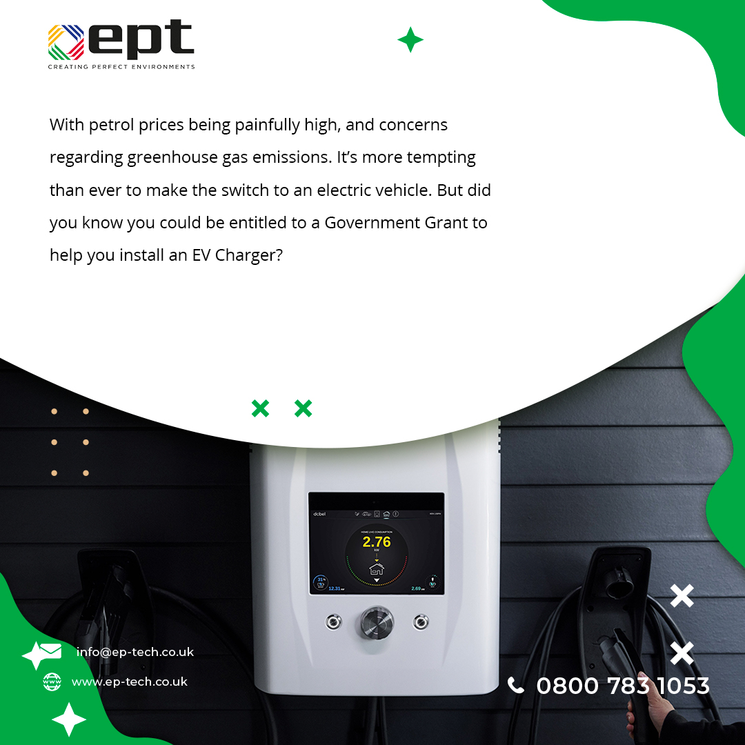 EPT_Ltd's tweet image. With petrol prices being painfully high. It’s more tempting than ever to make the switch to an electric vehicle. But did you know you could be entitled to a Government Grant to help you install an EV Charger?​
​
#ept #EPTech #TM44 #TM44assessment #airconditioning