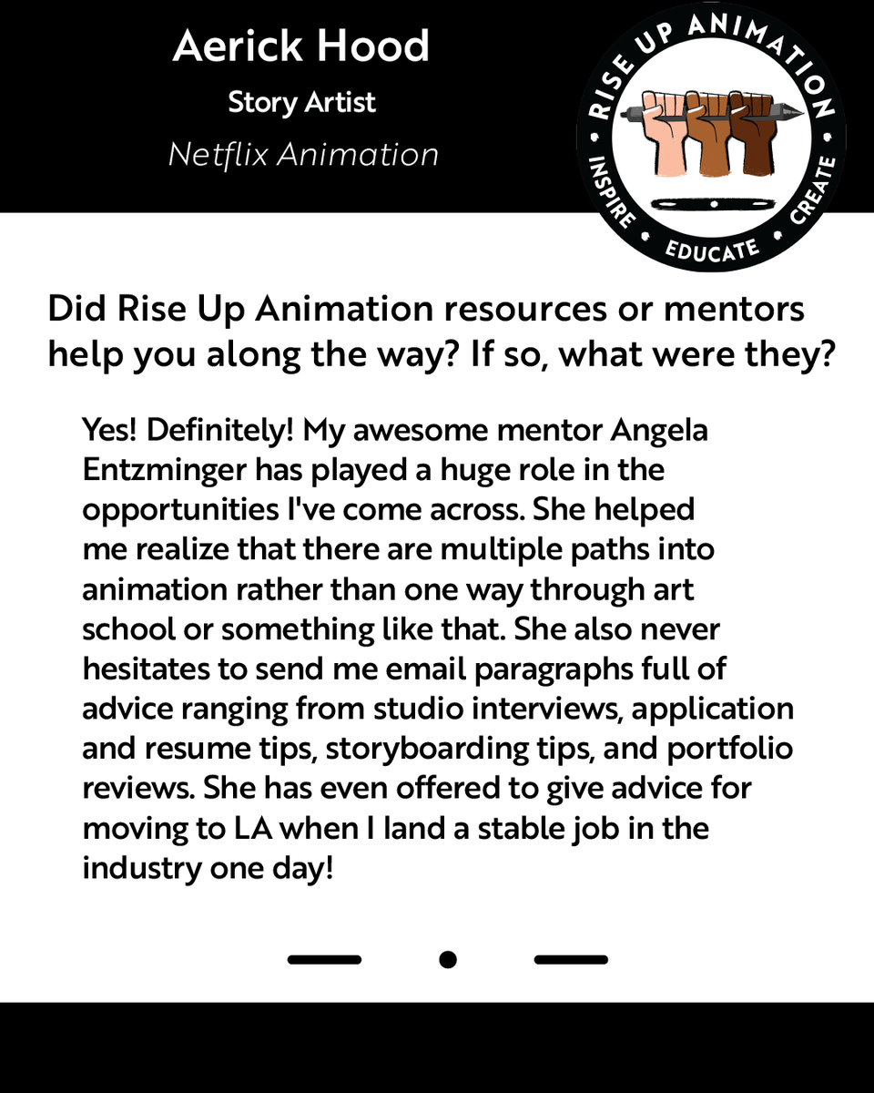 riseupanimation's tweet photo. Happy Monday Rise Up fam! We're bringing you another #MenteeFastForward where we hear from an RUA Mentee that found a career opportunity in animation. 

Today we celebrate @theartofaerick from @netflix https://t.co/2obJA6CNOk