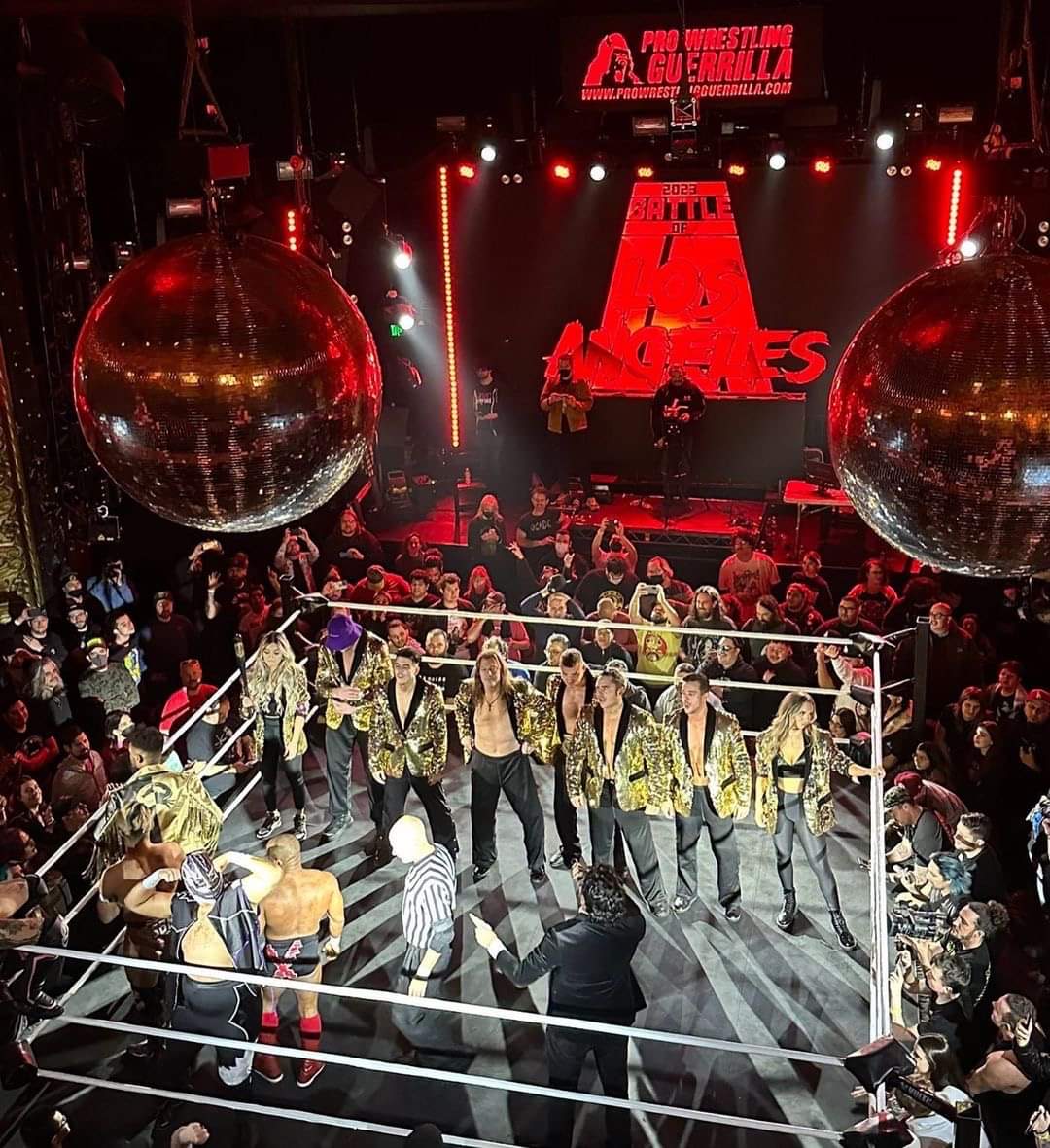 .@OfficialPWG had some unexpected guests last night AT #PWGBOLA2023.🤯

#JerichoAppreciationSociety 
#AEW 
#PWG 
#WrestlingCommunity