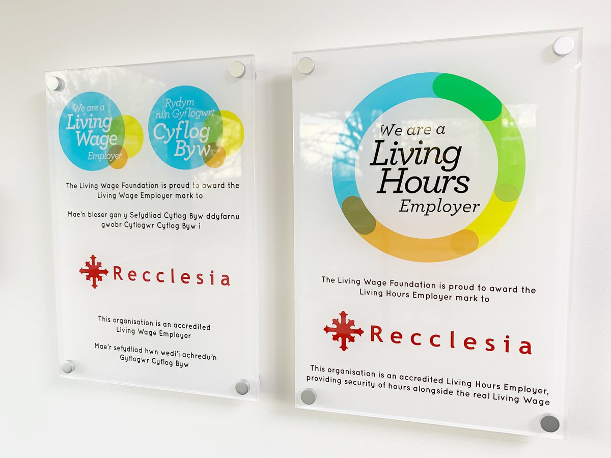 Thrilled to say we’re one of the very first companies in #Wales to have the new #livinghours plaque on the wall as well as the #livingwage one! Find out more at livingwage.org.uk/living-hours