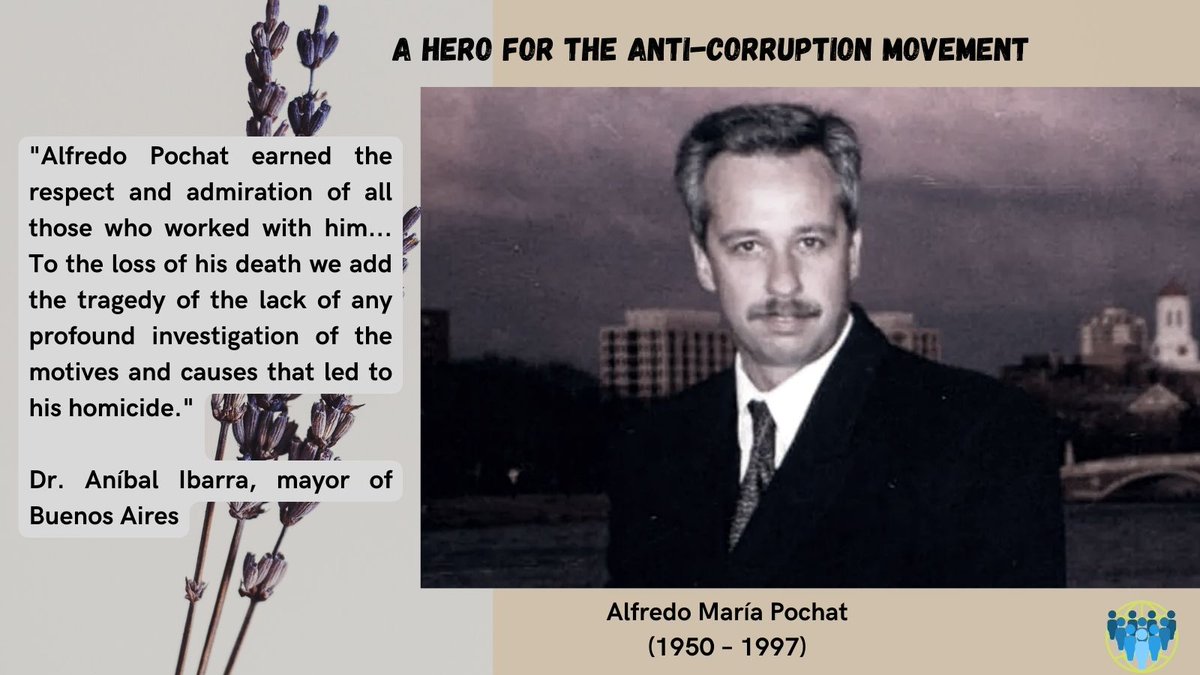GACCProject's tweet photo. Dr. Pochat was assassinated on June 4th, 1997, moments before announcing financial irregularities in the Argentine Social Security body. The date of his death has officially been named Anti-Corruption Day in Argentina.

#AntiCorruptionHerooftheWeek #StandAgainstCorruption https://t.co/9Oy0esDqf8