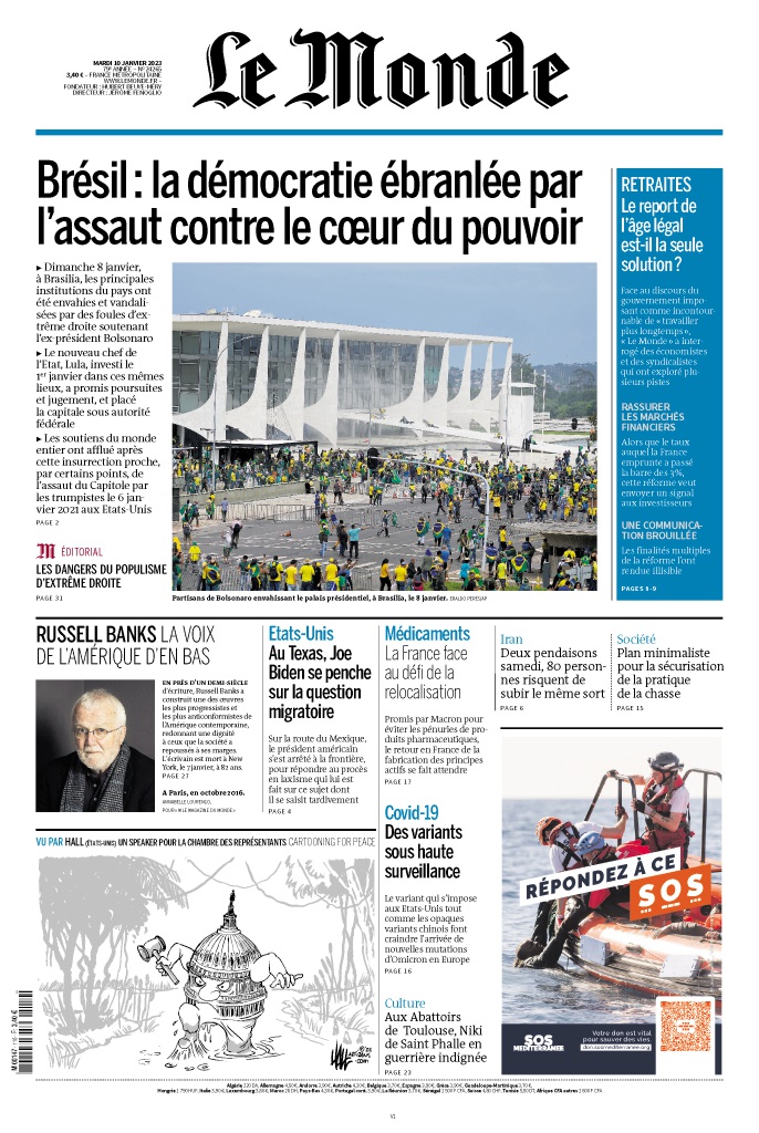 lemondefr's tweet image. 🗞️ A la une du 𝕸𝖔𝖓𝖉𝖊 

Brésil : la démocratie ébranlée par l'assaut contre le cœur du pouvoir