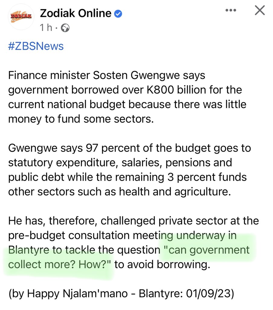 ekanyongolo's tweet photo. He should also ask: Can the government spend less? How? https://t.co/dROdZvNLqg