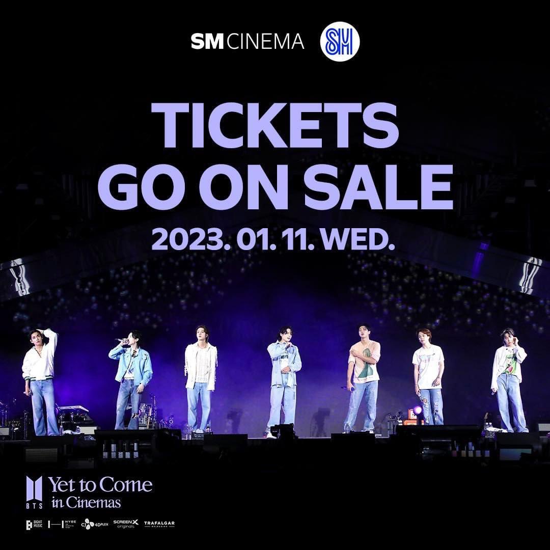 SM_Cinema's tweet photo. Prepare for what’s YET TO COME, PH ARMYs! 💜 You #Butter be ready to see your favorite K-pop superstars on the big screen once again in SM Cinema!

Tickets for  #BTS: #YetToComeInCinemas is dropping on Jan 11! 😍 

#YetToComeAtSMCinema 
#SMCinema https://t.co/V1si9oE3Ry