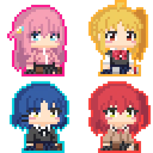 ぼっち・ざ・ろっく 結束バンド#ドット絵 #ぼっち・ざ・ろっく #後藤ひとり #伊地知虹夏 #山田リョウ #喜多郁代 