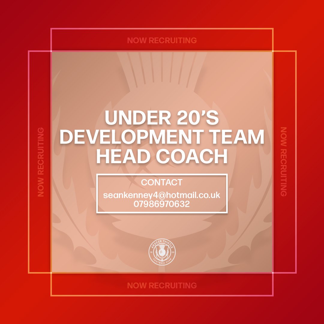 ❗𝗪𝗘 𝗔𝗥𝗘 𝗥𝗘𝗖𝗥𝗨𝗜𝗧𝗜𝗡𝗚❗

We are looking to recruit a Under 20's Development Team Head Coach. As well as working closely with Sean Kenney they’ll work with the new under 17s squad who will all be signed under dual contracts with the 20s.

Contact details are below 👇