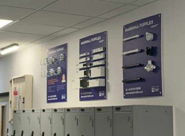MTufflex's tweet photo. Our product display boards have just gone up in the Electrical Department at New City College, Rainham. We hope they'll be useful for trainee electricians of the future #conduit #pvctrunking #wirebasket https://t.co/wnxYjurBzZ