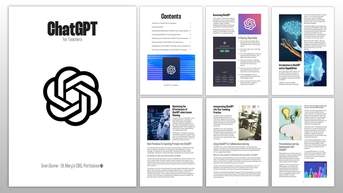 Here is a booklet I created on how ChatGPT can assist teachers when planning &amp; delivering lessons. ChatGPT can generate resources, produce lesson plans, differentiate material and saves time on all sorts of tasks. Use it!

Link: tinyurl.com/4p99ehvw

<a href="/Gowriggle/">Wriggle</a> #edtech