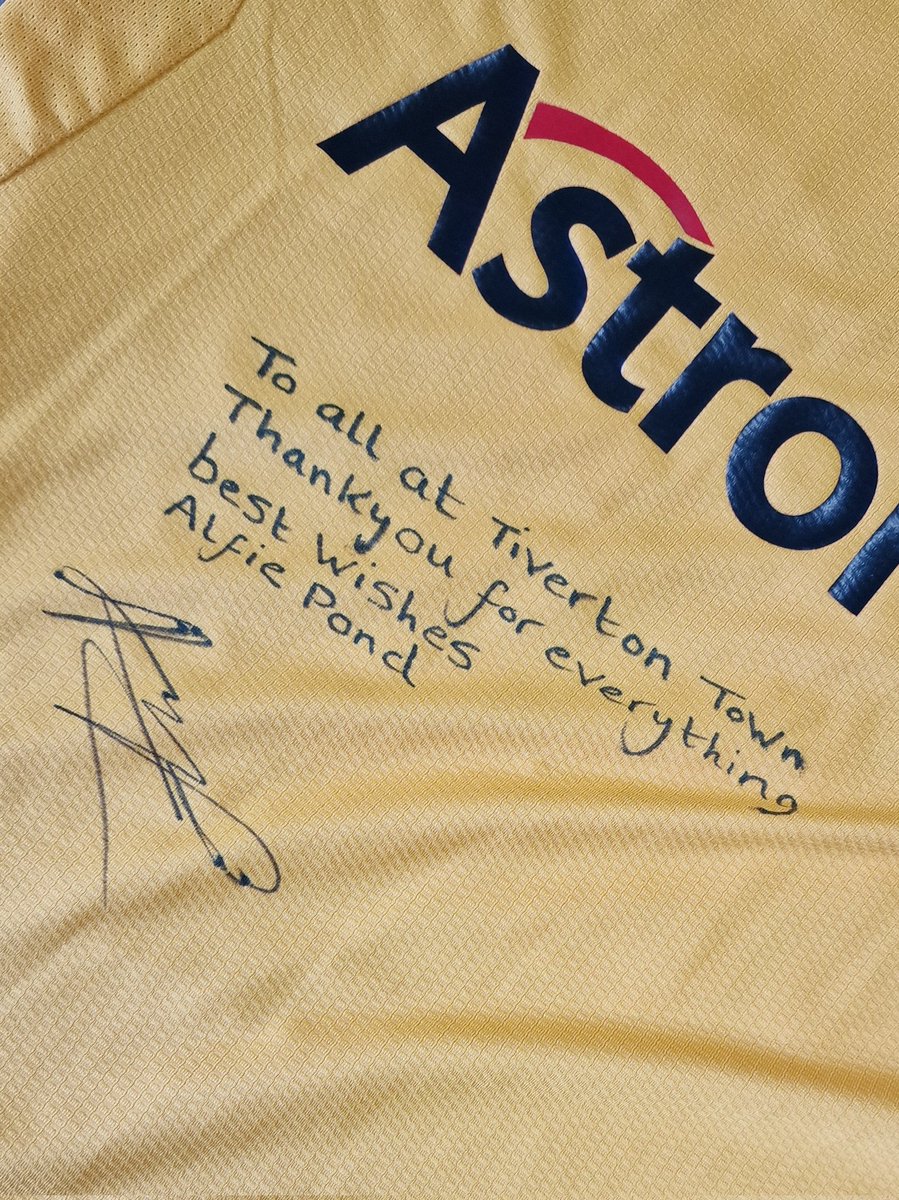 tivertontownfc's tweet photo. Thank you to @Wolves defender, and former Tivvy loanee @AlfiePond1, for donating a signed and match-worn @PapaJohnsTrophy shirt to be hung up in the Sports Bar 🤩
#OnceAYellow 💛 https://t.co/0bXI2BFAnG