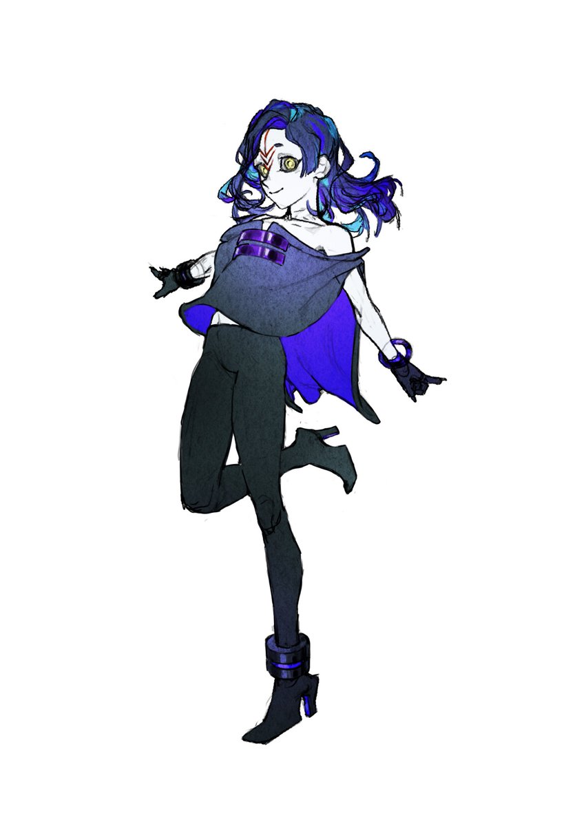 solo 1girl gloves blue hair yellow eyes black gloves white background  illustration images