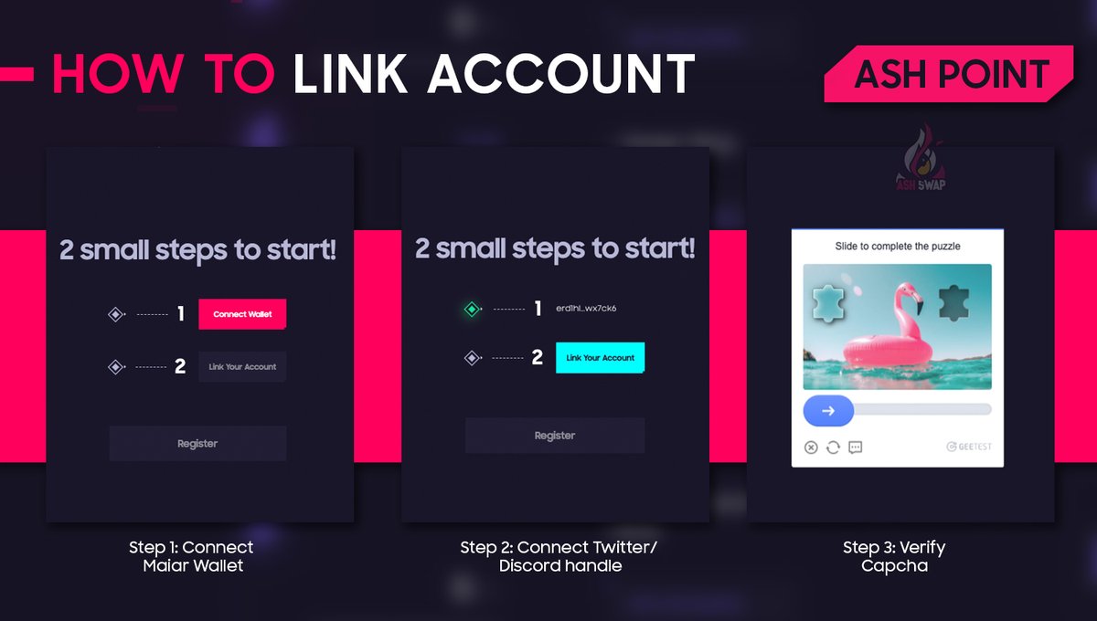 ash_swap's tweet photo. 🔥 #ASH_point - How to link account 🔥
1. Connect with your @xPortalApp wallet
2. Connect with your Twitter/ Discord handle
3. Verify the Captcha
Voila! Let’s get started and earn your ASH Point!
For further details 👉 https://t.co/B2DAF5rUyI https://t.co/QUeOyPFbdl